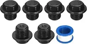 uxcell 6Pcs M16x1.5 Outer Hex Head Male Thread Socket Pipe Fitting Plugs, Carbon Steel Flange Engine Oil Drain Plug Fitting for Terminate Pipe Ends