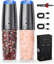 9oz Electric Salt & Pepper Grinders - Ergonomic, Adjustable Coarseness Design