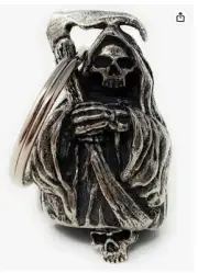 Skull Skeleton Grim Reaper Motorcycle Biker Bell Accessory or Key Chain for Luck