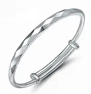 Fashion Silver Sterling Cuff Bangle Chain Bracelets,Women 925 Silver Bracelet Fashion Adjustable Cuff Bangle Cut Bracelets Sterling Silver Jewellery