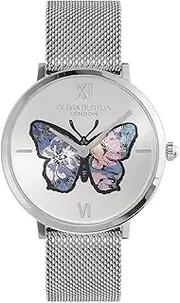 [Olivia Burton] Women's Signature Butterfly 24000146 Quartz Watch, Silver White, 35 mm Case Diameter