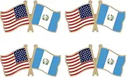 [LUSEOAN] Guatemala Crossed Double Flag Lapel Pins Small Mini Guatemalan National Friendship Pin Badge Pack of 4, Gold plating and painting, no gemstone