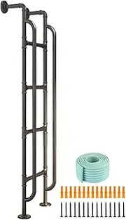 Bunk Ladder 50 52 53 60 66 72 80 Inch Tall, Attic Steps Loft Bed Ladder with Handrails & Self-Adhesive Anti-Slip Foam Padding & Screws, Dorm Camper RV (Color : Black, Size : 54in