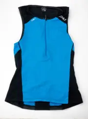 2XU Performance Tri Singlet Top Jersey Sleeveless Men's M Blue/Black Triathlon