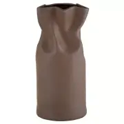 Tabletop Vase Cinched Ceramic Home and Office Decor Vases Matte Brown Pack of 2
