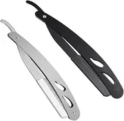 OFFIGAM 2Pcs Stainless Steel Shaving Razor for Beard and Hair Lightweight Old Style Shaver for Home and Travel Smooth Grip for Safe and Convenient Use Includes