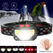 Sensor LED Head Torch Headlamp USB Charging Super Bright Headlight Waterproof