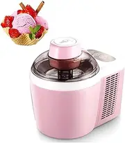 600ML Home Electric Ice Cream Machine - 2 Speed ​​(Soft and Hard), with Scale Inner Bottom and Visual Anti-Spill Cover, Quiet Operation, Easy to Clean, Suitable for DIY Freeze Yogurt,Pink