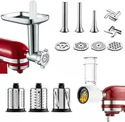 COFUN Slicer Shredder & Metal Meat Grinder Attachment for KitchenAid Stand Mixers, Meat Food Grinder Accessories with 3 Sausage Stuffer Tubes 4 Grinding Plates