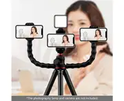 LOYOUTH GIZOMOS GM-8 Portable Tripod Holder 8 Levels of Adjustable Height Tripod Bracket with Ball Head/Phone Clip/2 Tripod Extenders/2 Extra Phone