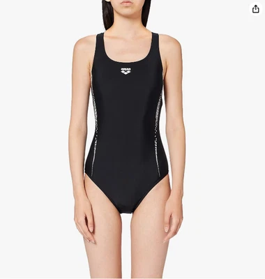 Arena W Wayline V Back One Piece Black-White Women's Swimsuit USA 42
