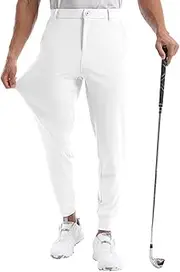 [CANGHPGIN] Mens Athletic Joggers with Zipper Pockets Lightweight Golf Pants Men Stretch Relaxed Fit Tapered Work Travel Pants