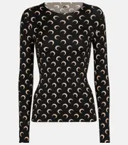 [Marine Serre] Marine Serre Printed jersey top AU 14 brown