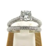 1.43 ct tw Diamonds Round Cut 14k White Gold Micro Pave Wedding Set Size 7.75