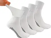 4 Pack Non Slip Diabetic Ankle Socks | Dr.Socks | Wide Bamboo Socks With Grips