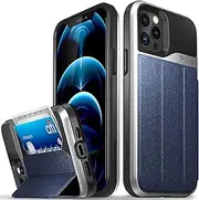 Vena vCommute Wallet Case Compatible with Apple iPhone 12 / iPhone 12 Pro (6.1"-inch), (Military Grade Drop Protection) Flip Leather Cover Card Slot Holder with Kickstand - Blue
