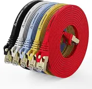 CableGeeker Cat 8 Ethernet Cable 15FT 5 Pack Multi Color, 40Gbps 2000Mhz High Speed LAN Network Cable Gigabit Cat8 Patch Cables, Professional RJ45 Flat Internet Cable for Modem/Router/PC/PS5/Xbox