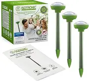 ISOTRONIC Solar Mole Scarer, Effective Vibrasonic Deterrent Against Mole, Mouse, Rat, Ant, Vole, Snake - High Frequency Outdoor Repeller - Pack of 3 Pcs.