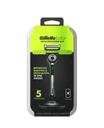 GilletteLabs with Exfoliating Bar Razor with Blades Refill 5 Pack & Travel Case