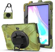 Blllue Case for Samsung Galaxy Tab Active Pro 10.1 Inch SM-T540/SM-T547, 360 Degree Swivel Kickstand Hand Shoulder Strap Shockproof Rugged Protective Case, Camouflage