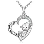 Black Cat Necklace Sterling Silver Turtle Cardinal Necklaces for Women monkey