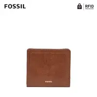 在飛比找蝦皮商城優惠-FOSSIL Logan 真皮系列拉鍊零錢袋設計短夾-咖啡色