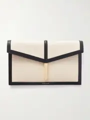 [DeMellier] DeMellier - Tokyo Leather-trimmed Canvas Clutch - Beige - One size One size Neutrals