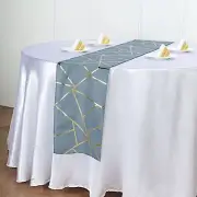 DUSTY BLUE GOLD 12"x108" Geometric Polyester Table Runner Wedding Decorations