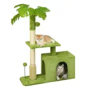 Small Cat Tree with Leaves for Kittens,33" Cat Tower with Scratching Post, 2-...