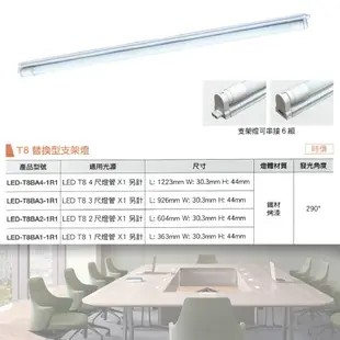 【永光】舞光 LED T8 替換型支架燈 3/4尺 單管 鐵材烤漆 空台 燈管另計 (2.1折)