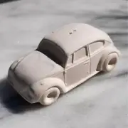 Vintage Ceramic Volkswagon VW Car Salt and Pepper Figurine White Bisque Ready To