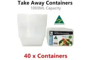 40x Food Container 1000ML Take Away Storage Box Meal Prep Microwave Plastic Cook