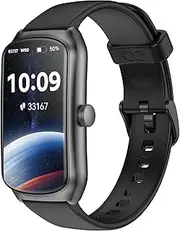 Fitness Trackers Android iPhone Compatible, 1.58'' AMOLED Smart Watches with Heart Rate/Waterproof/Sleep/Pedometer Monitor Step Tracker Counter for Men Women (Black)