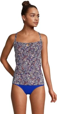 NWT Lands' End Women's Tie Front Underwire Tankini Top Size 6 $75 FLF126
