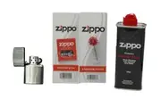 Zippo Brush Chrome Oil Lighter + Cigarette Lighter Refill Fluid 125ml+Wick+Flints