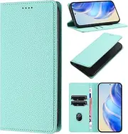 HYAUUcase Case for Samsung Galaxy S22,PU Leather Flip Folio Phone Cover with Card Holders Wallet RFID Blocking Kickstand [Shockproof TPU Inner Shell],Mint