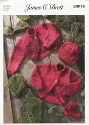 James C. Brett Knitting Pattern JB016 Boleros, Hat & Mittens Preemie, Baby 12-22