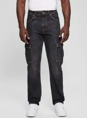 GUESS Grey Denim Julianne Cargo Pants Size: 33, Cotton