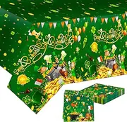 St. Patrick's Day Tablecloth, 53.9x107.9 inch Green Irish Tablecloth St Patrick Party Supplies, Waterproof Plastic Tableware Decor Cover for St. Patrick's Day Party Decorations