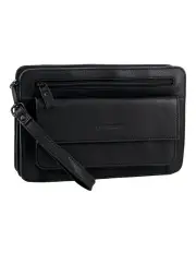 [PIERRE CARDIN] Leather Multi Compartment Organizer Bag in Black