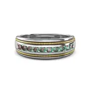 Lab Created Alexandrite High Polished Men Wedding Band 14K Gold JP:322885