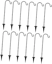 Toddmomy 2sets Hanging Garden Stake Hooks Pole Outside Fence Lights Mini Shepherds Hook Shepherds Hook for Outdoor Post Shepherd Multi Solar Lights Solar Lamps Outdoor Base 6pcs*2