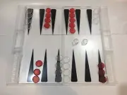Modern Classics BackGammon Extra Large Game Board & Pieces Red XL Etched Glass.