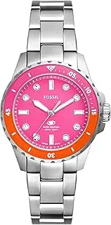[FOSSIL] Women's Silver Stainless Steel Blue Dive Analogue Watch, 36mm