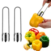 2pcs Stainless Steel Fruit Core Remover Pepper Corer Pineapple Pear Fruit Corer