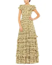 Mac Duggal Tiered Ruffle Maxi Dress
