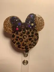 id badge holder retractable Adorable Leopard Print Minnie Mouse