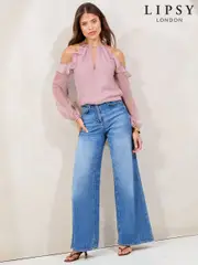 Lipsy Purple Lurex Cold Shoulder Top (F18559) | $83