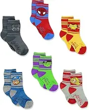 [Marvel] Super Hero Adventures Spider-Man Boys 6 pack Socks with Grippers (Baby/Toddler)