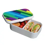 Lunch Box Food Container Snack Picnic Authentic Wood Strap Cutlery Rainbow